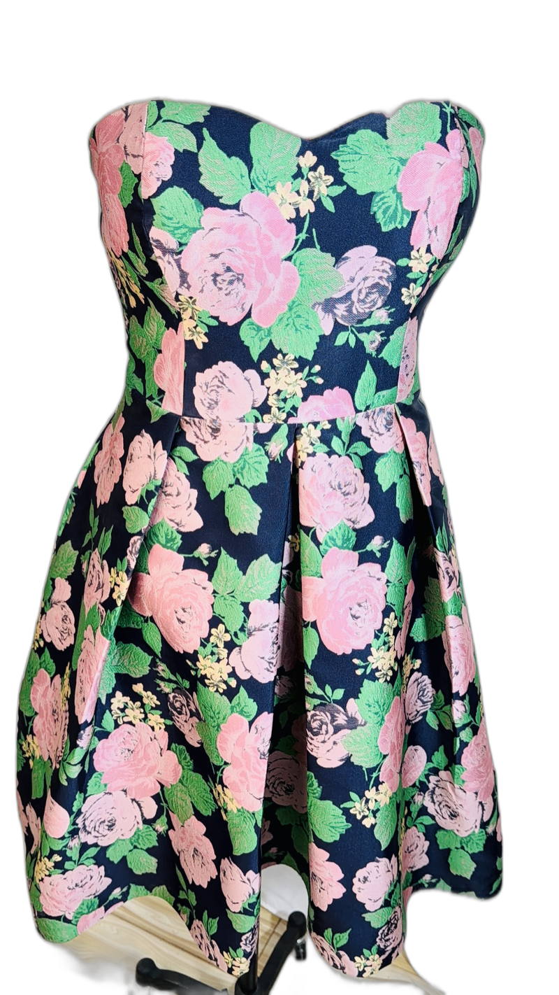 Strapped Pleated Knee Length Dress